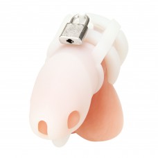 Белая клетка для пениса Silicone Small 2 in Cock Cage With Ball Divider