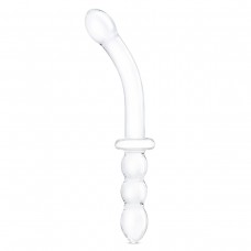Прозрачный ребристый двусторонний стимулятор Ribbed G-Spot - 30 см.
