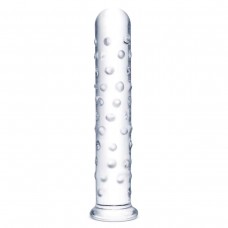 Прозрачный стеклянный фаллос с массажным рельефом 10  Extra Large Glass Dildo - 25,5 см.