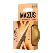 Точечные презервативы MAXUS 2000 Amazing Dots с железным кейсом - 3 шт.