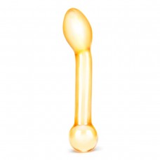 Золостистый стеклянный стимулятор простаты Honey Dripper - 17 см.