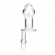 Прозрачный стеклянный анальный плаг с ручкой Glass Juicer - 12,7 см.
