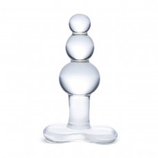 Прозрачная анальная пробка-елочка с 3 шариками Butt Plug with Tapere Base - 11 см.