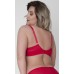 Красный бюстгальтер с мягкой чашкой +size из кружева с «ресничками»