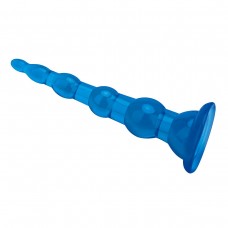 Голубая анальная елочка на присоске Anal Beads With Suction Base - 17,1 см.