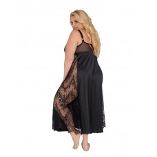 Длинная сорочка plus size с кружевными вставками