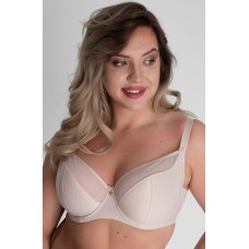 Бюстгальтер на косточках с шитыми чашками +size из ткани с тиснением
